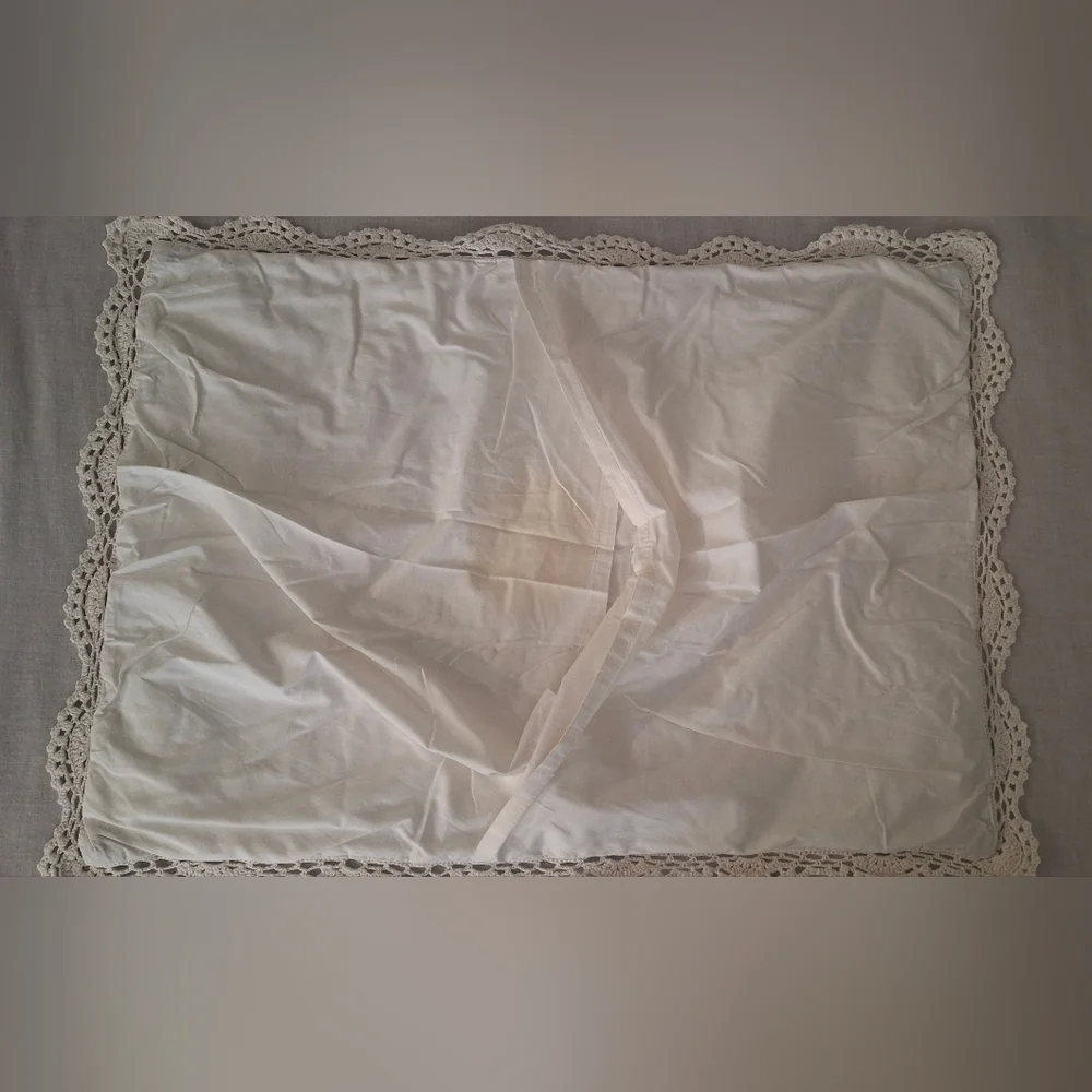 Crochet Cotton Cushion Pillowcase Tan Boho 26x20 In Hippie Western BarncoreSku20